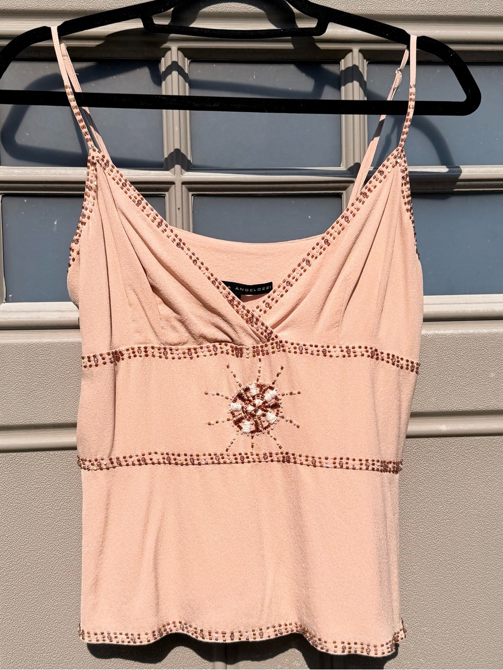 100% Silk Beaded Peach Cami